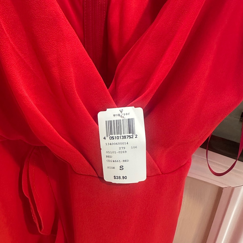 Windsor Red Ruffle Wrap Mini Dress - Picture 2 of 8